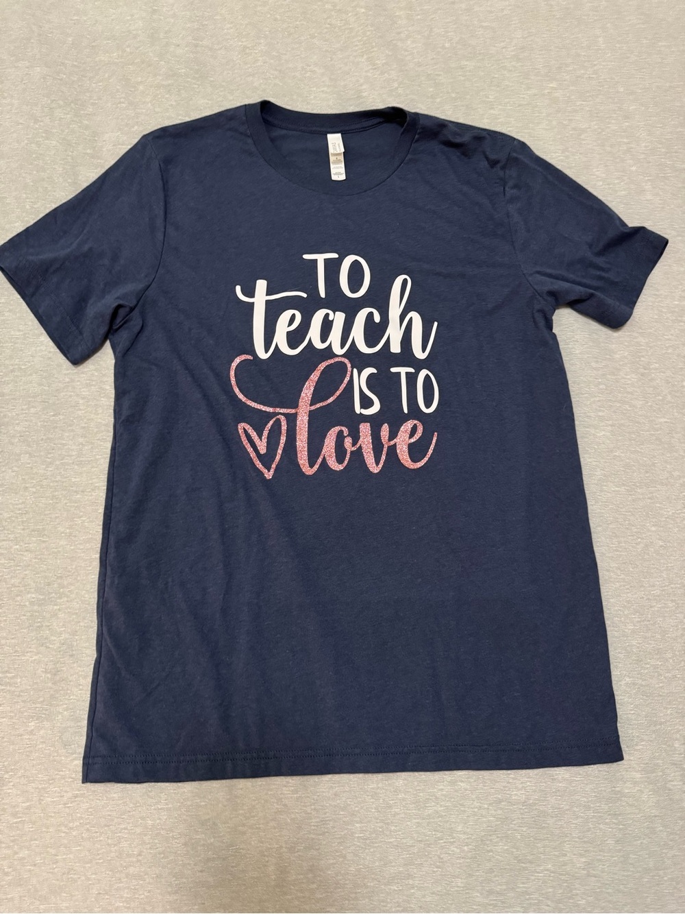 Bella Canvas Navy Short-Sleeve 'To Teach Is To Love' Graphic Tee